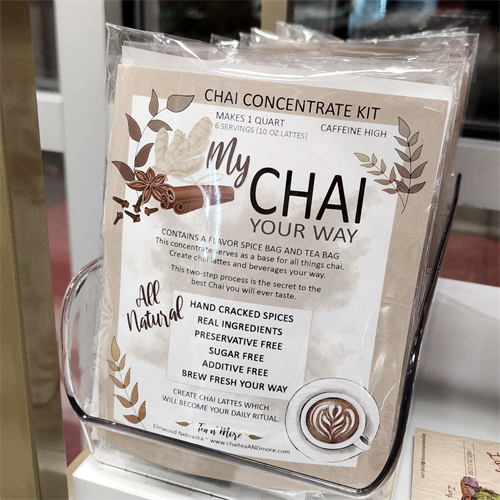 My best selling tea. My Chai Concentrate kit is the start of making the best chai lattes at home. 