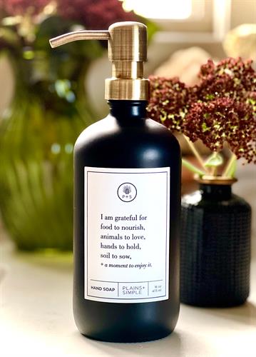 Black Glass Gratitude Bottle, Thank You Lord, Hand Soap