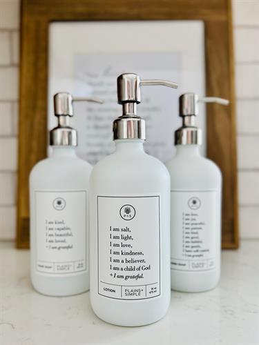 White Glass Gratitude Bottles, I am Kind Series