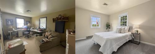 Before and after of third bedroom 