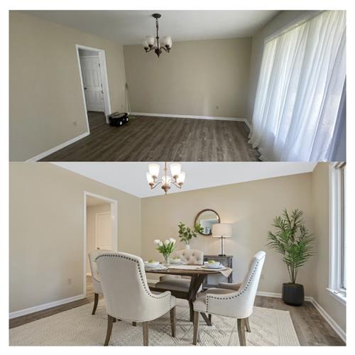 Before and after of a Dining room