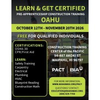 Pre-Apprenticeship Construction Training (PACT) - OAHU FALL COHORT