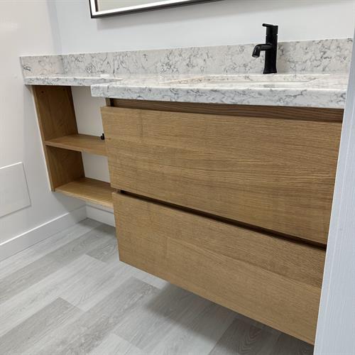 Custom Bathroom Vanity in White Oak