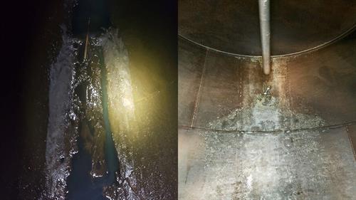 Left: Before Tank Cleaning.   Right: After Tank Cleaning
