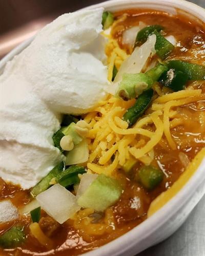 Grass-fed Beef Chili - simmered to perfection! 