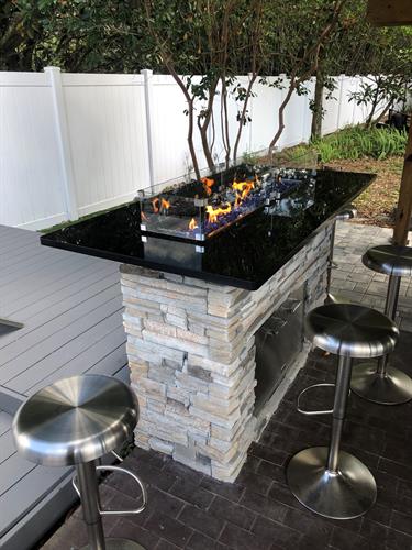 Nardona Fire Table with absolute black granite and culture stone