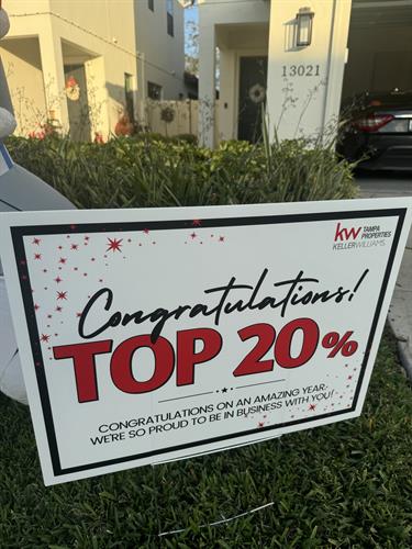Proud to be top 20 in our office here in Carrollwood.