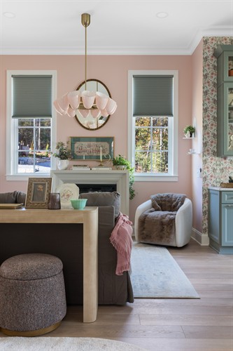 Cellular shades in the living room.