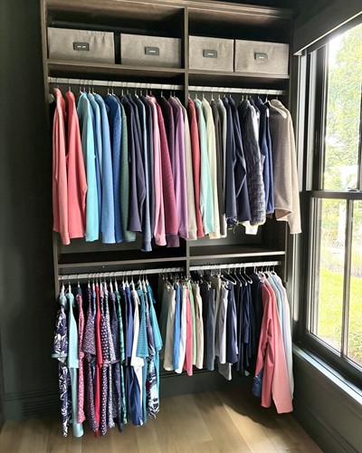 A completed closet, thoughtfully organized for everyday living 