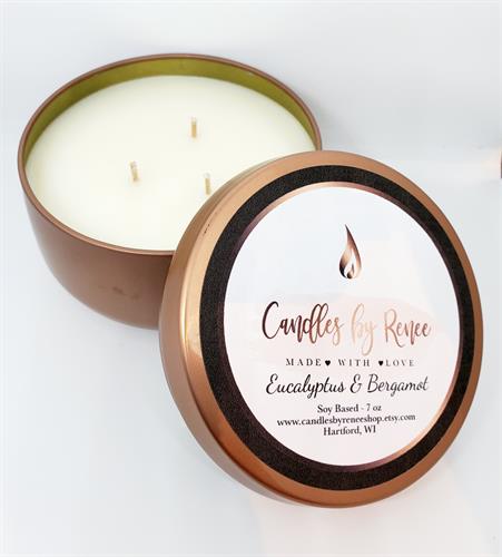 3 wick (7oz) Soy Candle Copper Tin 