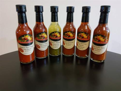 Six Different All-natural Handmade Hot Sauce 
