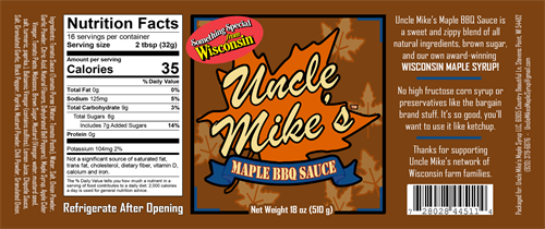 Uncle MIke's Maple BBQ Sauce. Sweet, zippy, and only 35 calories because there's no high fructose corn syrup like the bargain brands!