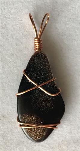 Glass Wrapped in Copper Pendant