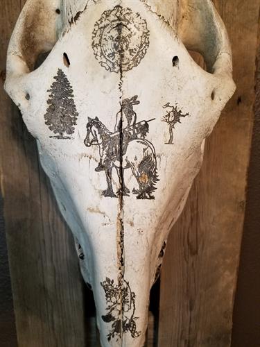 Horse skull depicting 2 life pat choices. One leads to life and one to death (sold)