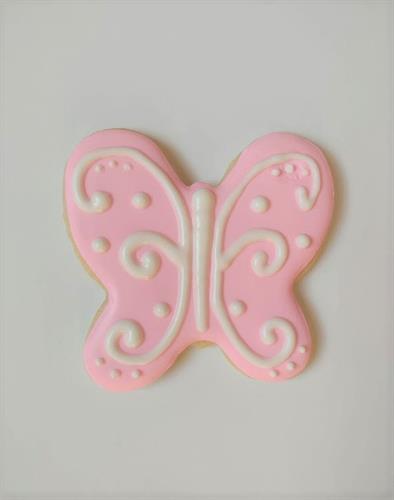 Pink Butterfly Decorated Sugar Cookie