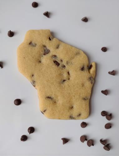 Wisconsin State Shape Chocolate Chip Cutout Cookie