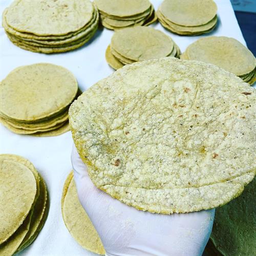 Nixtamalized corn tortillas