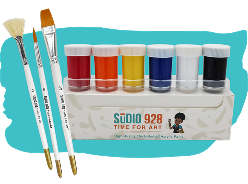 Studio 928 paints and brushes.