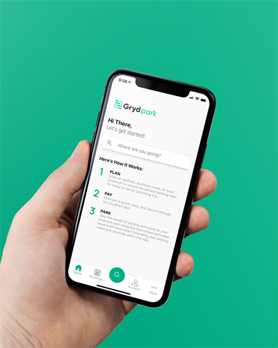 The GrydPark mobile app interface.