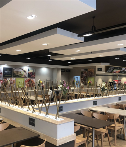 Interior package and finish coordination within a full commercial build-out. Designed and executed by ROCA.