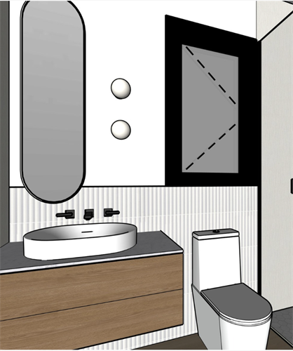 Design scope for a full bathroom renovation including layout and material package. Designed by ROCA.