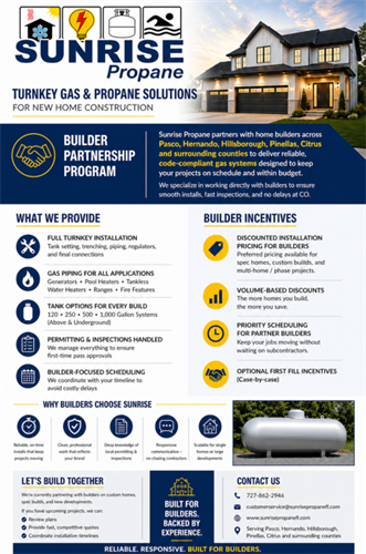Sunrise Propane - Builder Flyer