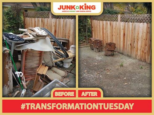 Remodeling debris piled up in the back yard--JUNK KINK makes it go away Remodeling debris piled up in the back yard--JUNK KINK makes it go away