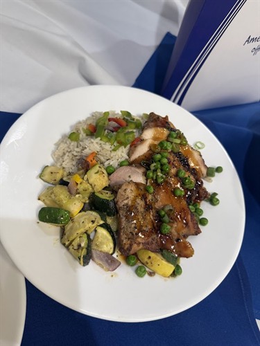 Bourbon chicken with roasted veggies