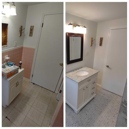 Before and After small hall bath redesign