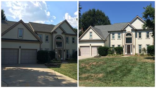 Before and after Belk Builders window and siding replacement.