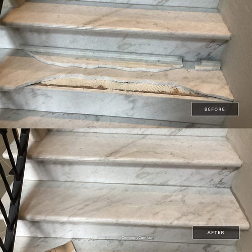 Repair on a broken marble stair