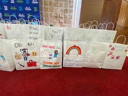 Gift bags for staff at INOVA Fairfax Hospital