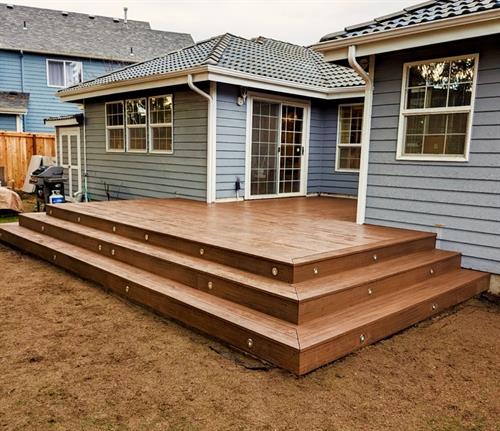 Composite deck in the PNW weather: client requested lighting. 