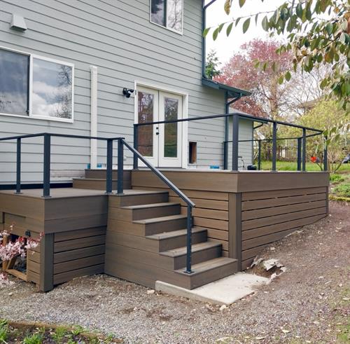Large deck upgrade. Composite. Cable railing 