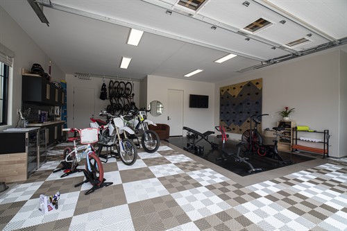 Desert Luxury Garage Interior Rock Wall