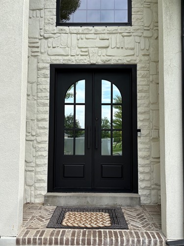 Front door with mirror glass