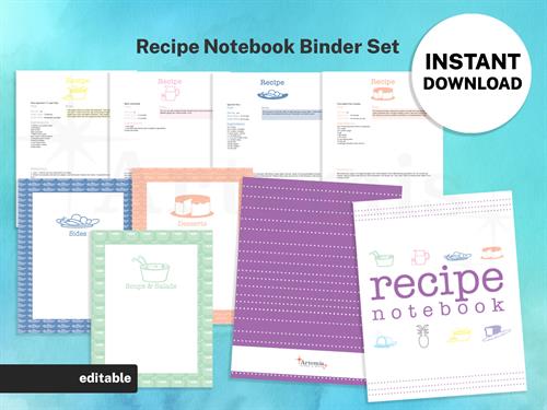 Downloadable recipe binder inserts