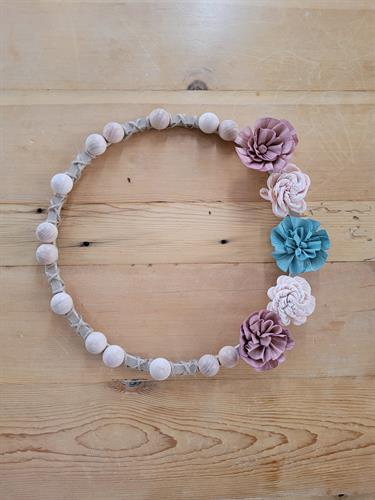 Spring BOHO Wreath with Wood Beads and Twine
