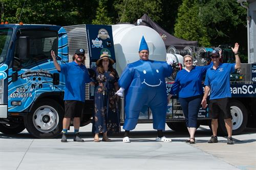 Ready for the Okra Strut Parade with our mascot Hydro. 