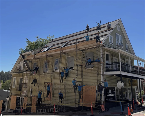 Downtown Grass Valley Commercial roof in progress 