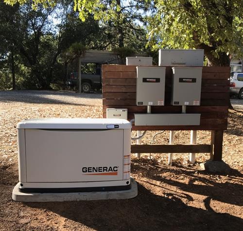 Generac Standby Generator with Custom built Backboard for Transfer Switches