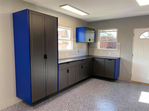 Blue Garage Cabinets