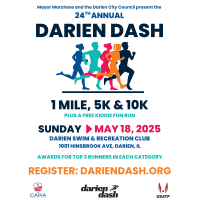 24th Annual Darien Dash, 1Mile, 5K & 10K (and a FREE Kiddie Run)