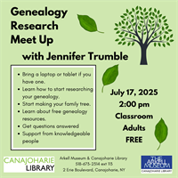 Genealogy Meetup with Jennifer Trumble at The Canajoharie Library
