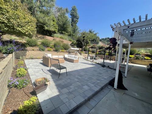 Back yard landscaping - hardscaping and softscape. 