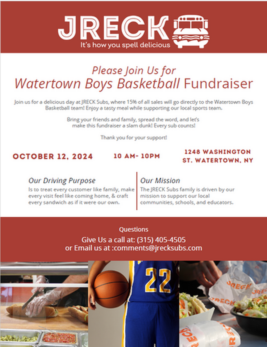 Watertown Boys Basketball Fundraiser Oct 12, 2024