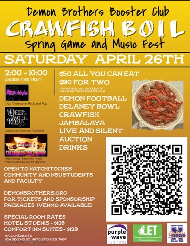 Demon Brothers Booster Club - Crawfish Boil Spring Game and Music Fest