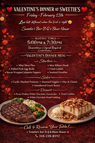 Valentine's Steak Night with Sweetie's Bar-B-Q