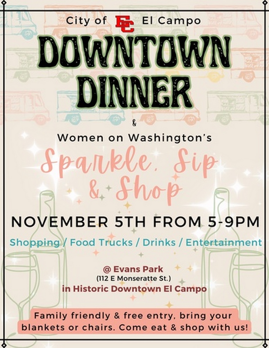 Downtown Dinner & Women on Washington señorita and margaritas Nov 5, 2024 El Campo Chamber