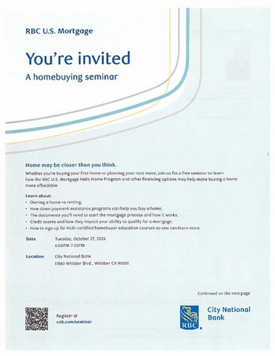 Without Chamber City National Bank: Homebuying Seminar - Oct 27, 2026 - Event Calendar ...